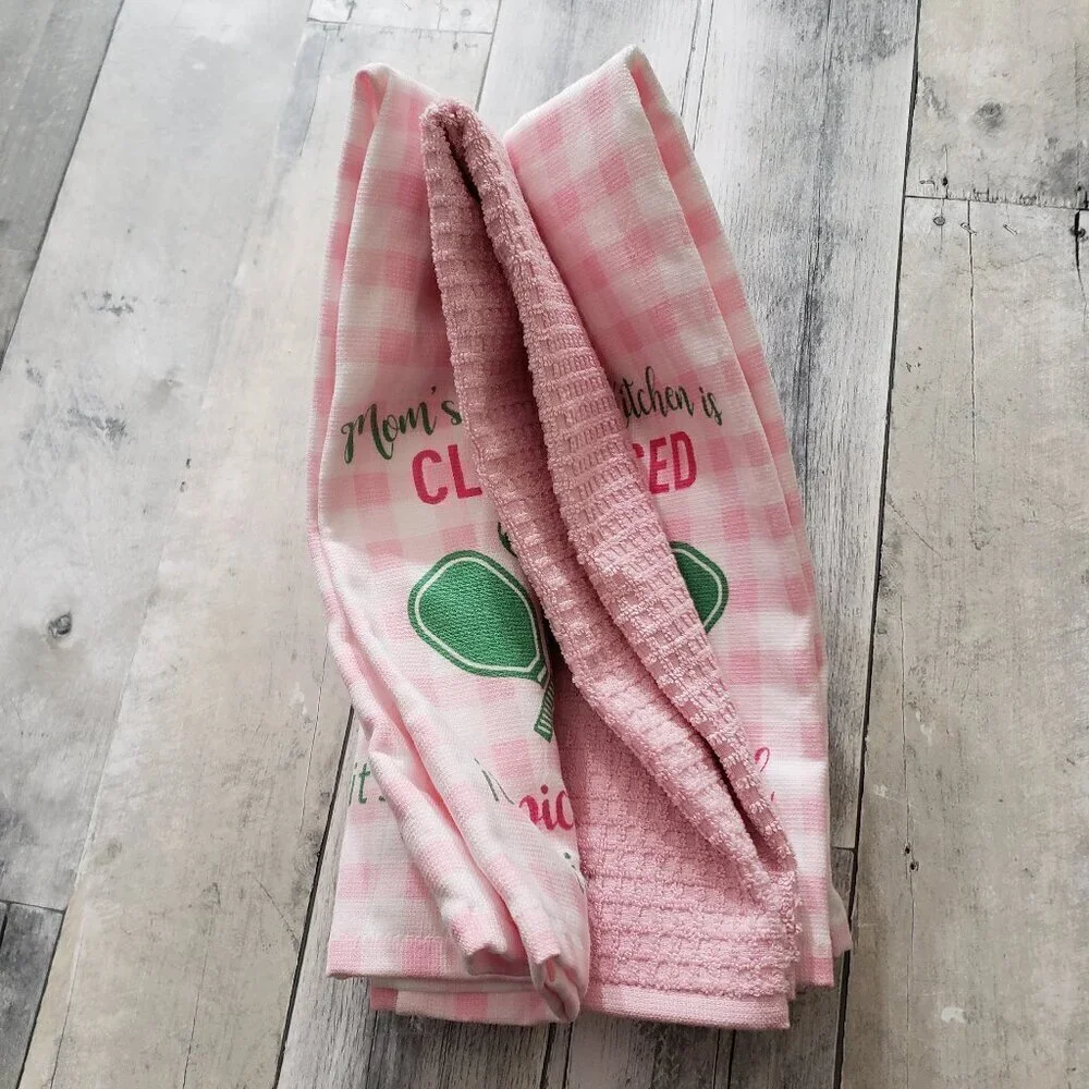 NWT - Mom's Kitchen is Closed it's Pickleball Time!  Kitchen Towels Set of 3